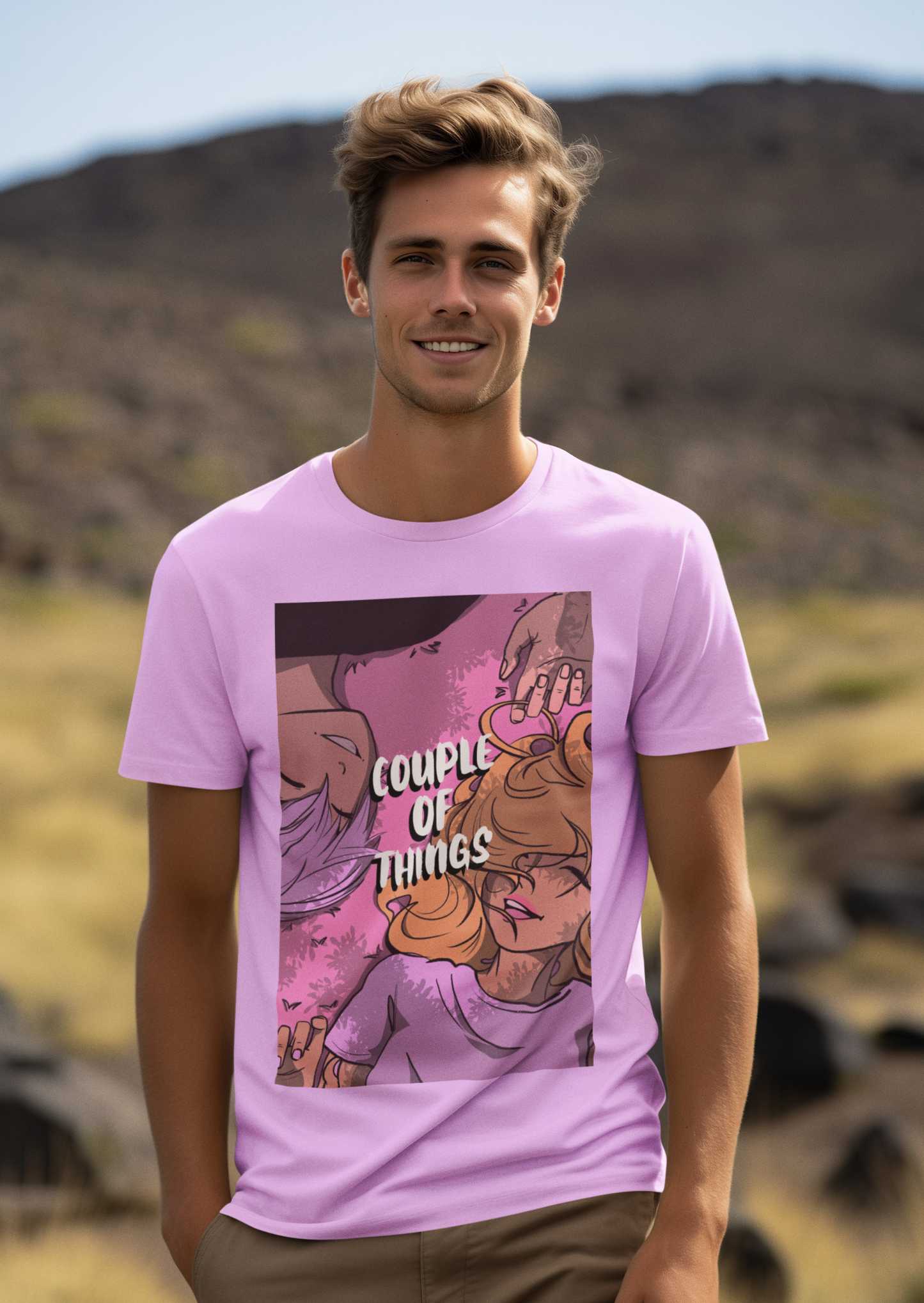 Couple Of Things Anime Lavander Round Neck T-Shirt For Men | RJ Anmol Collection