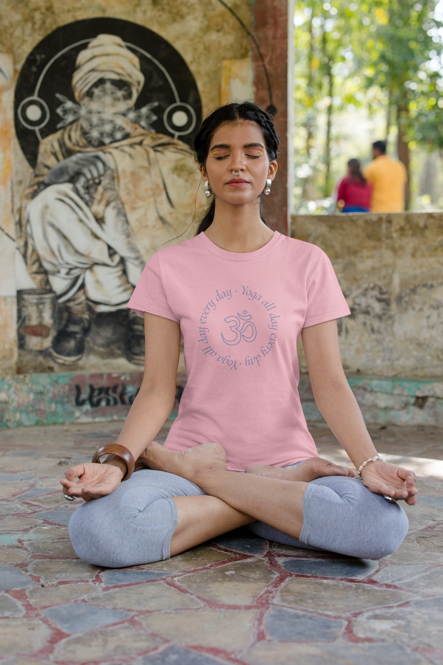 Ohm Yoga All Day Baby-Pink Unisex T-Shirt | Iris Yog Collection | ATOM