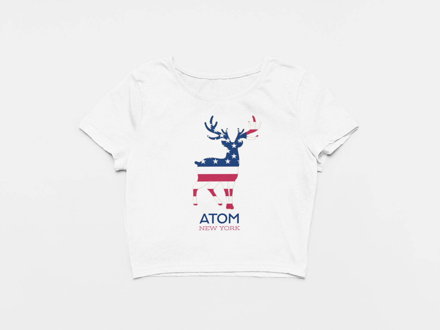 ATOM Signature American Flag White Crop Top For Women
