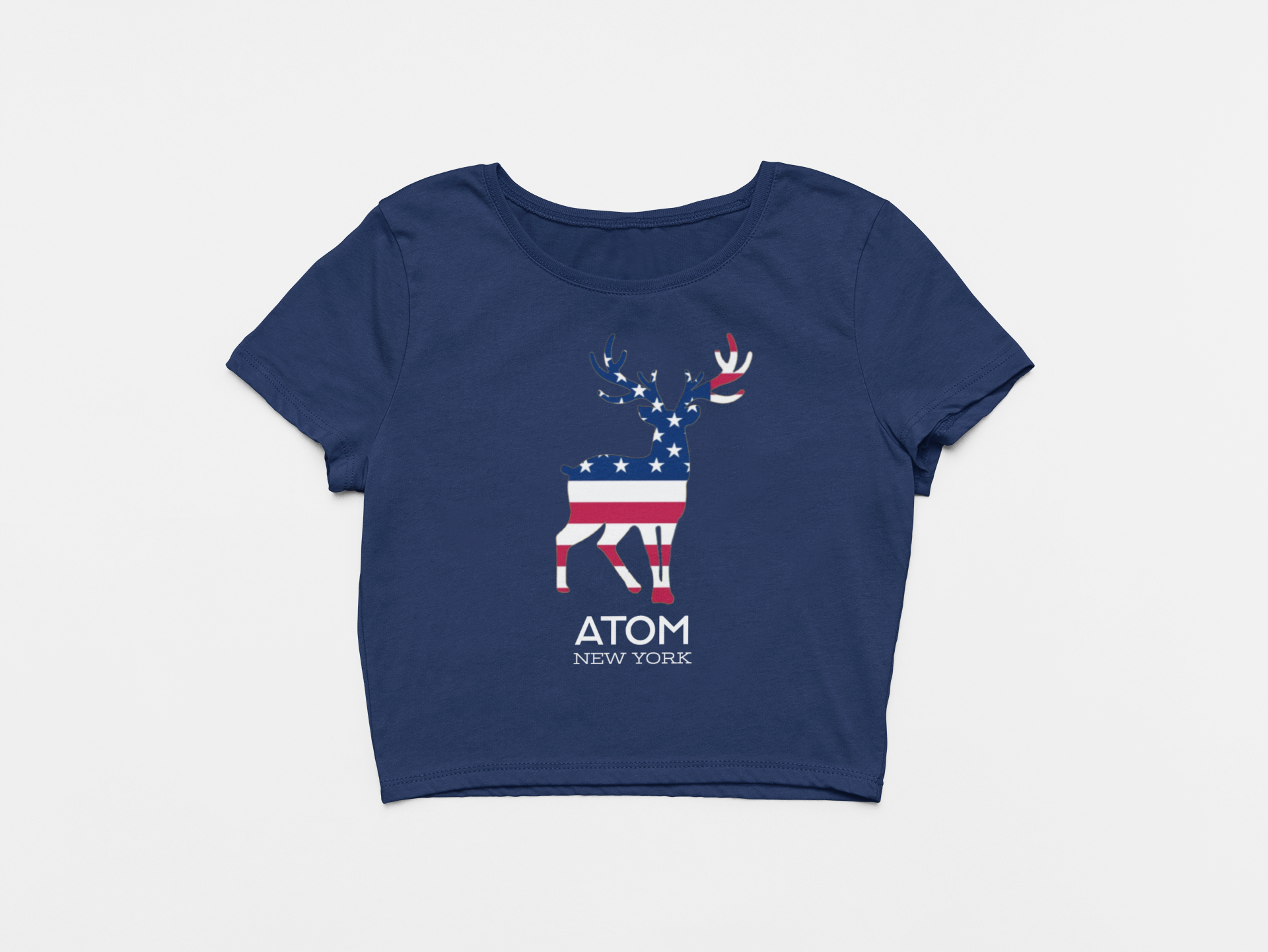 ATOM Signature American Flag Navy Blue Crop Top For Women