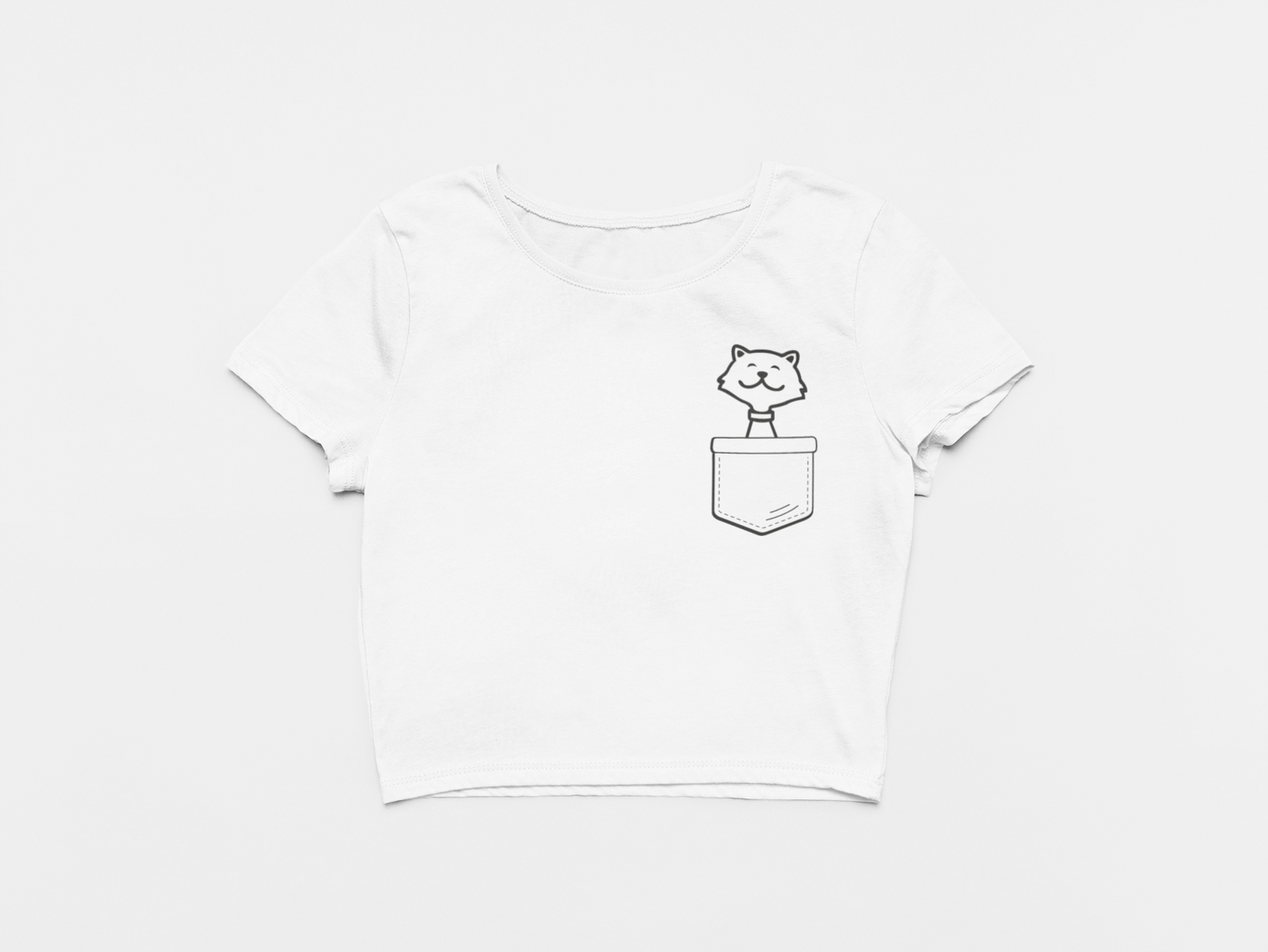 Cute Dog Pocket Animal White Crop Top For Women