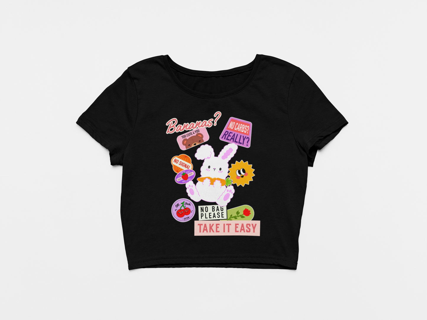Take It Easy Black Crop Top For Women