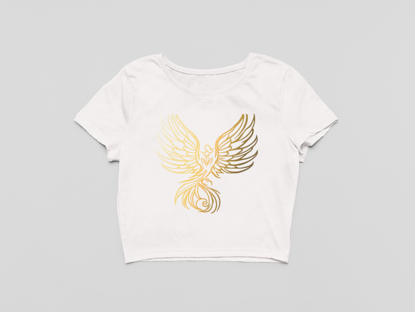 Iris Signature Crop Top For Women White T-Shirt & Gold Logo | Iris Yog Collection | ATOM