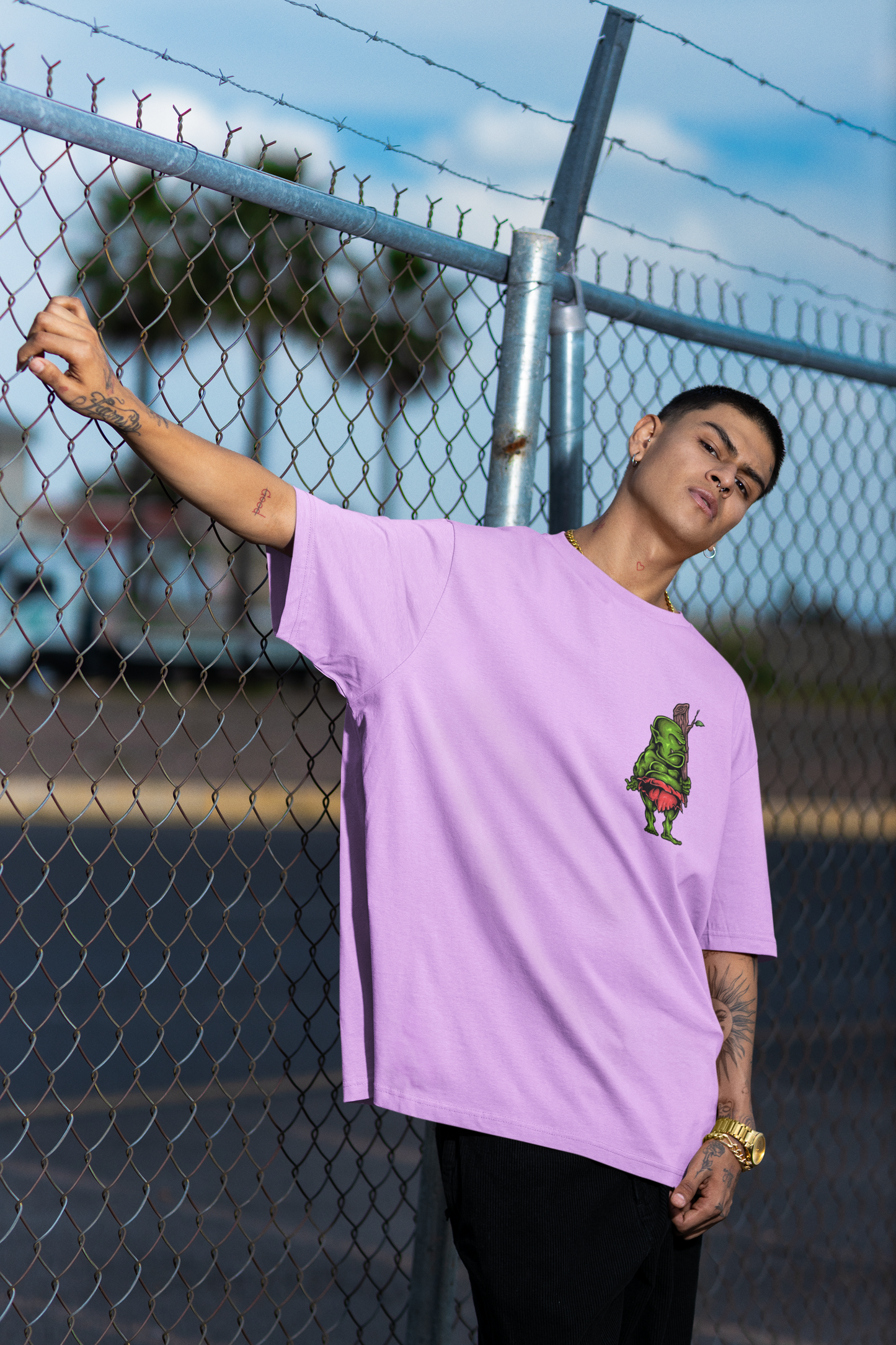 Gringe Lavander Oversized T-Shirt For Men