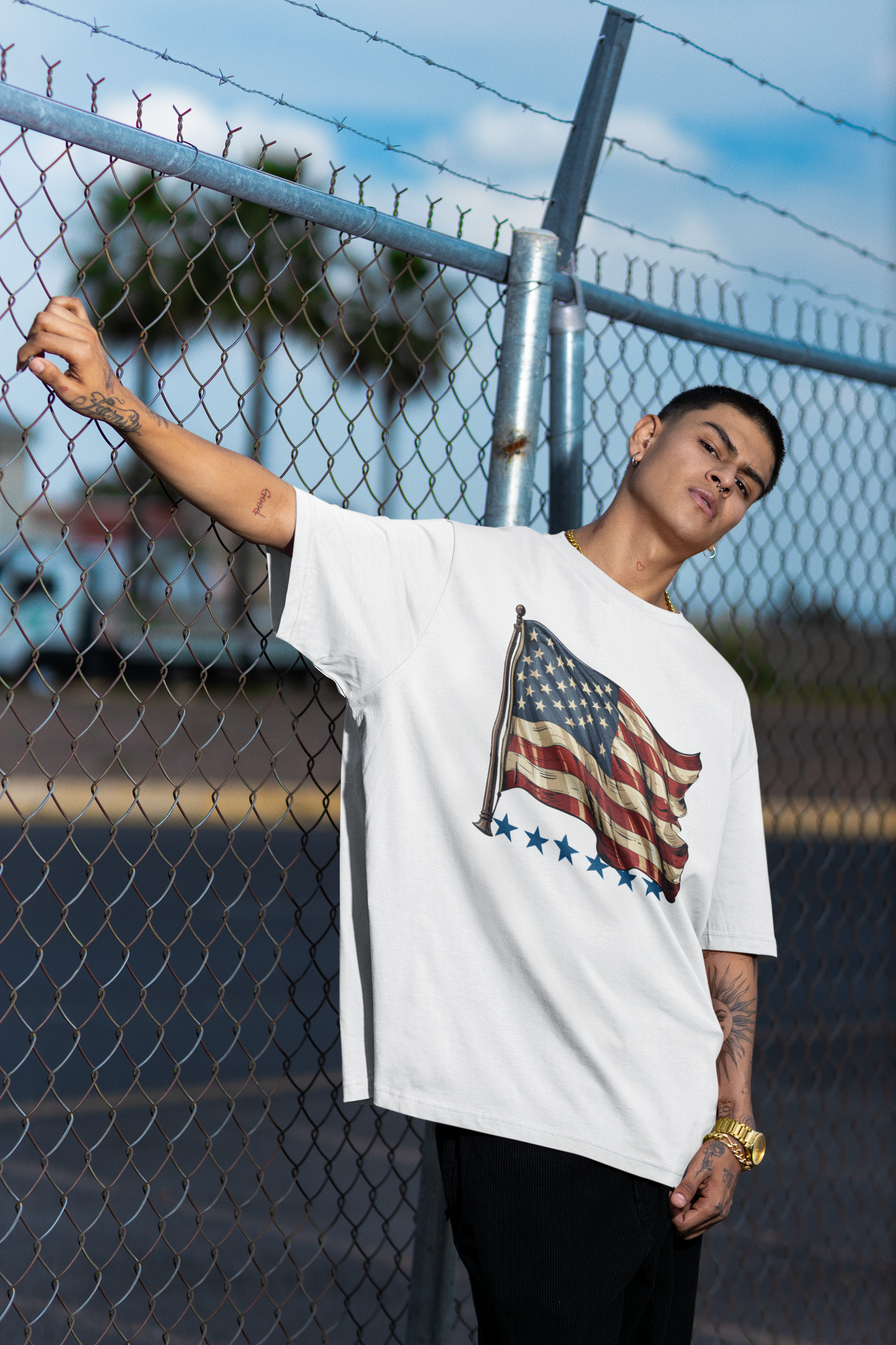 American History White Oversized T-Shirt For Men