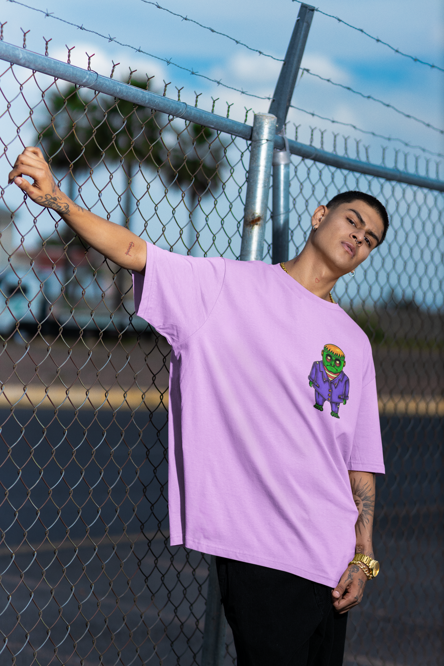 Vampire Lavander Oversized T-Shirt For Men