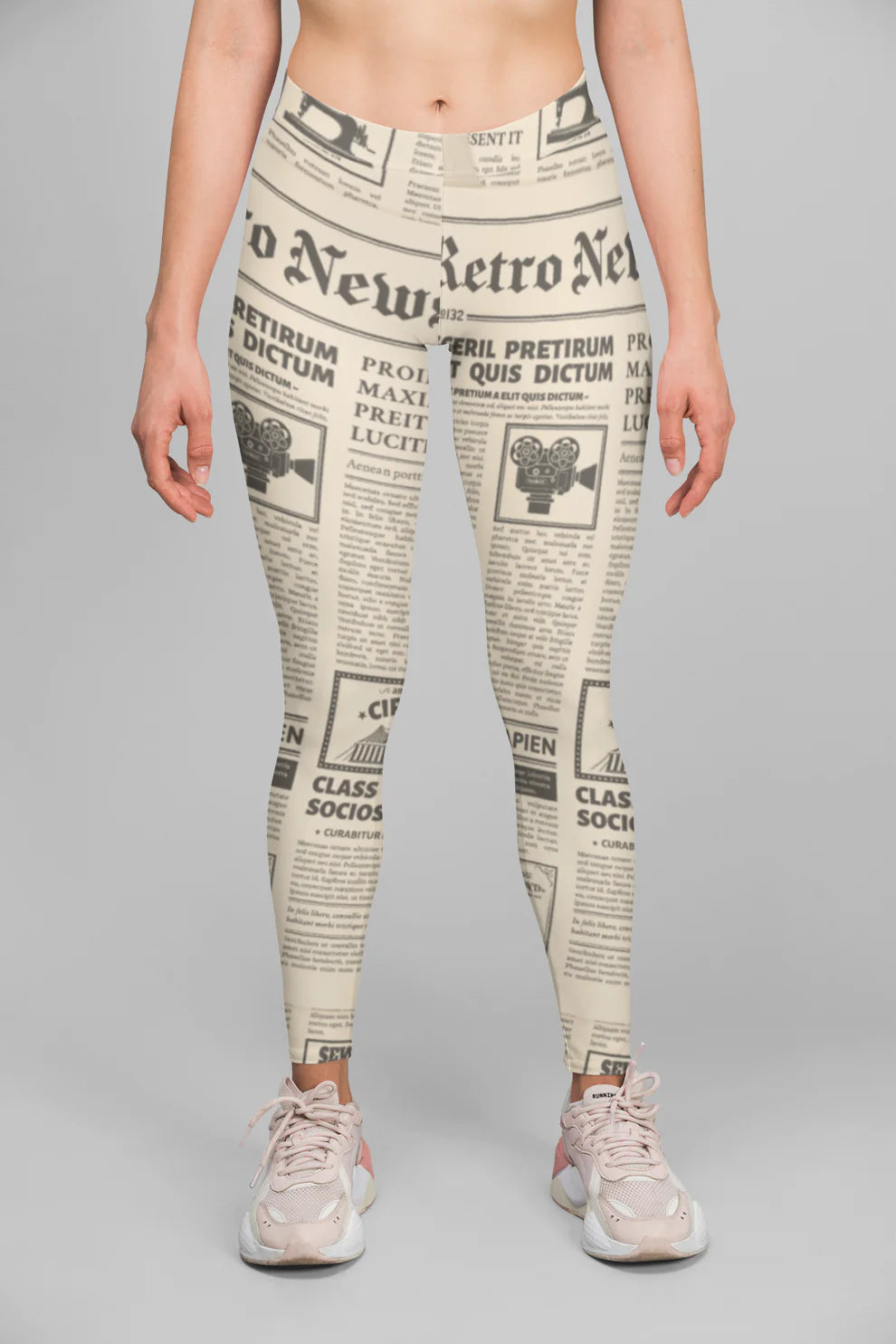 Newspaper Print Crop Top and Legging Bundle