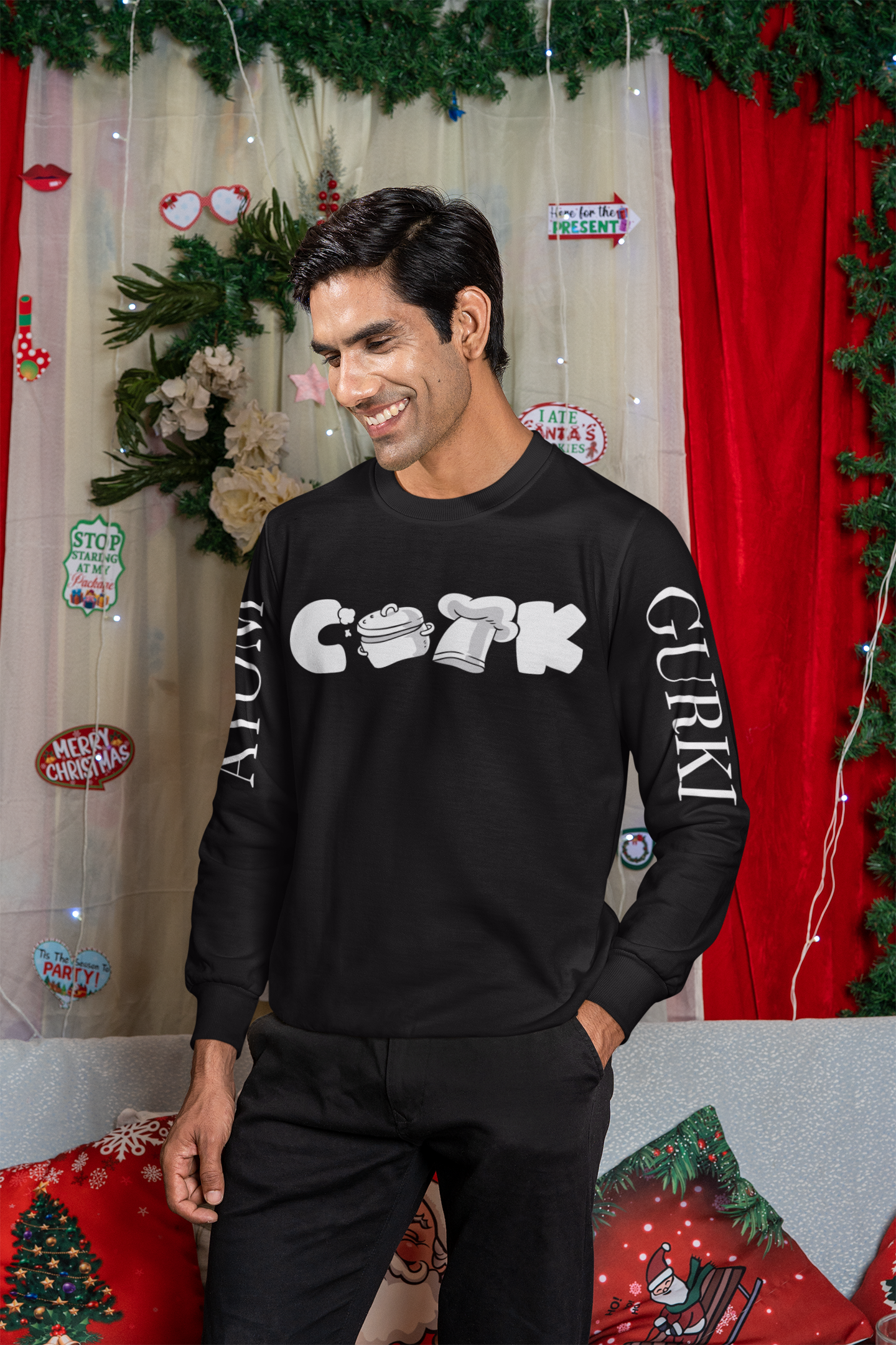 Cook Crew Neck Unisex Black Sweatshirt For Men | Masterchef Gurkirat Collection