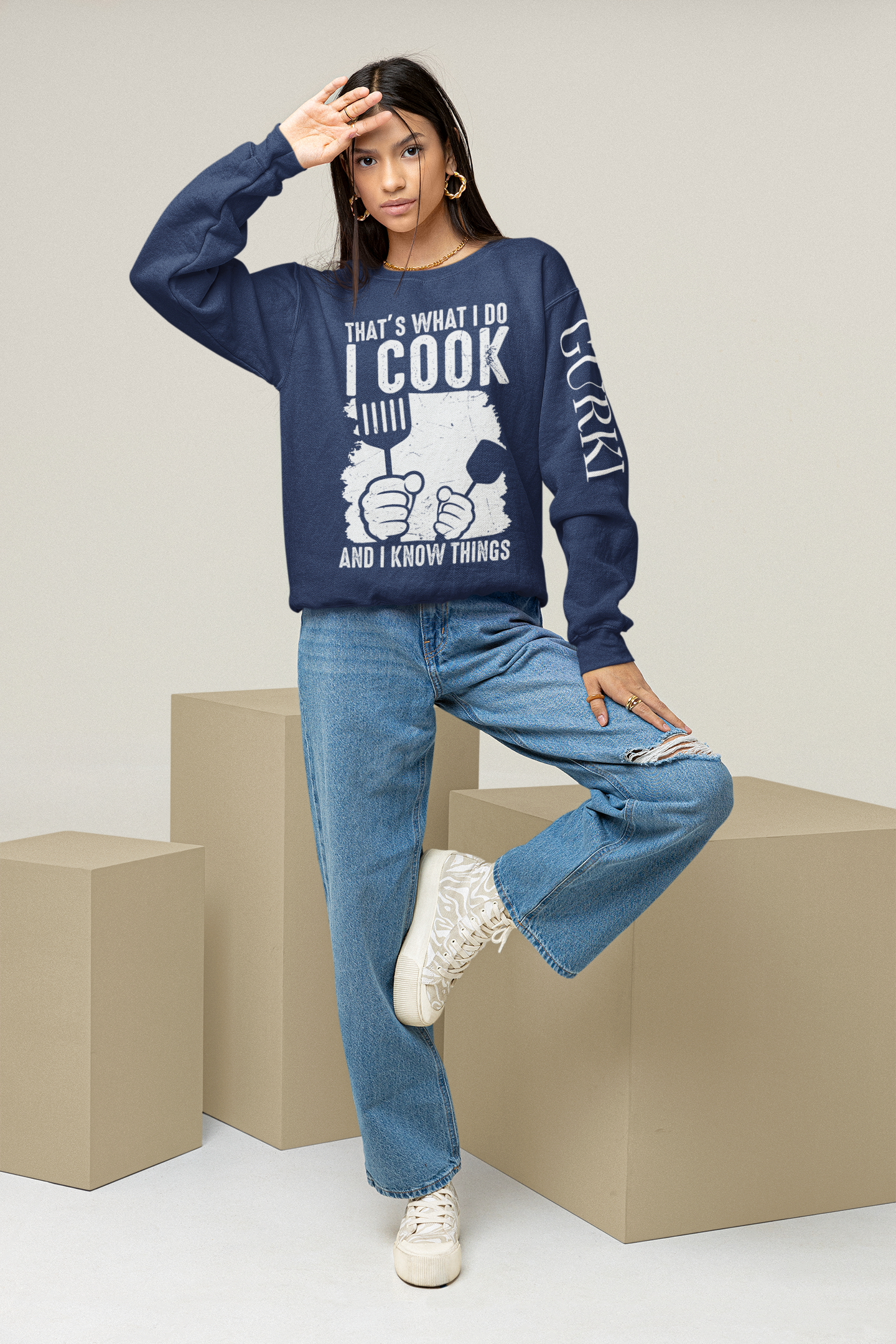 Thats What I Do Crew Neck Unisex Navy Blue Sweatshirt For Men | Masterchef Gurkirat Collection