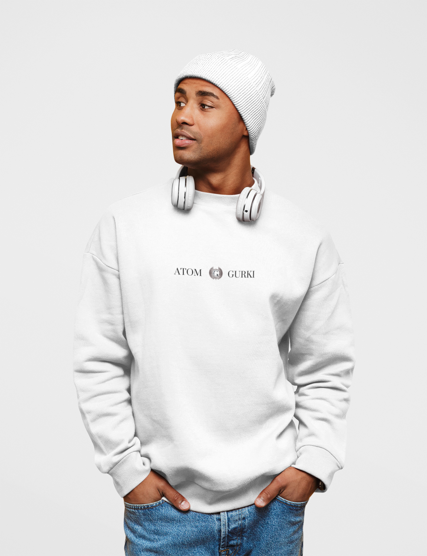 Atom Gurki Crew Neck Unisex White Sweatshirt | Masterchef Gurkirat Collection