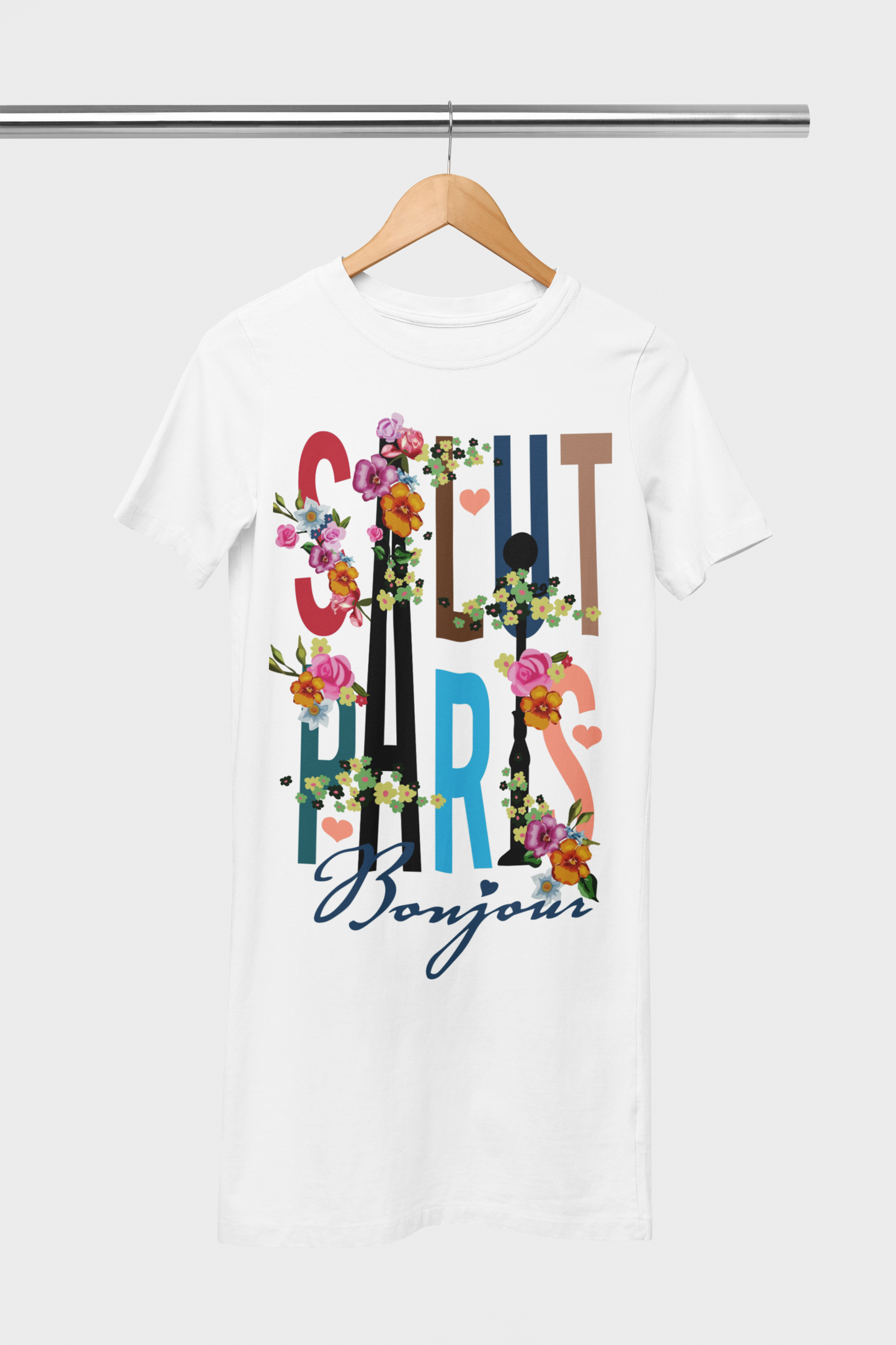 Salut Paris White T-Shirt Dress For Women