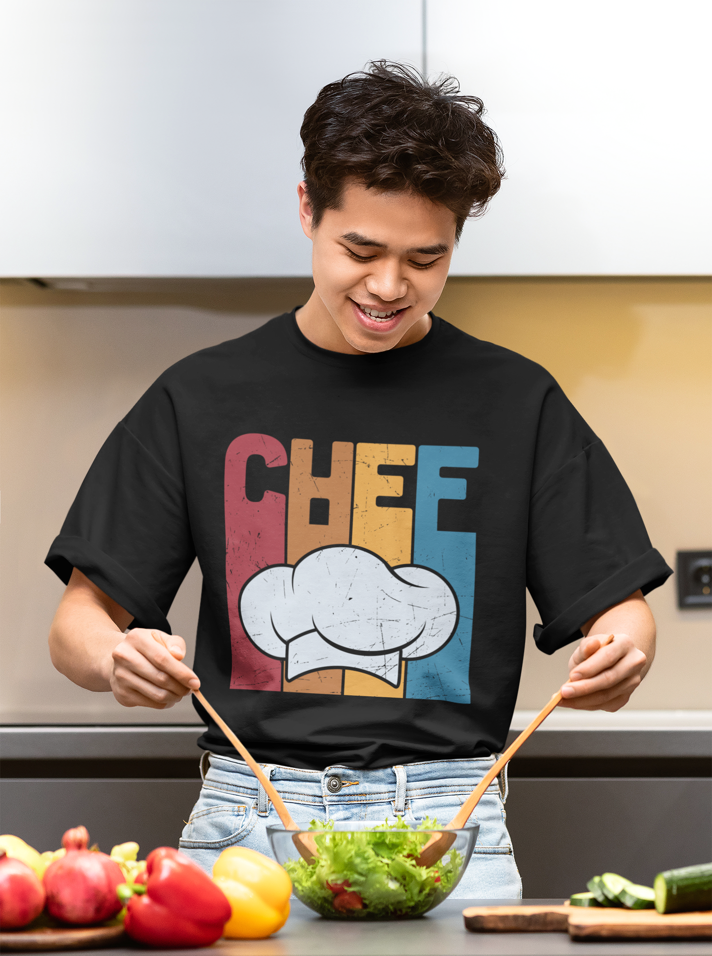 Chef French Terry Oversized Black Unisex T-Shirt | Masterchef Gurkirat Collection | ATOM
