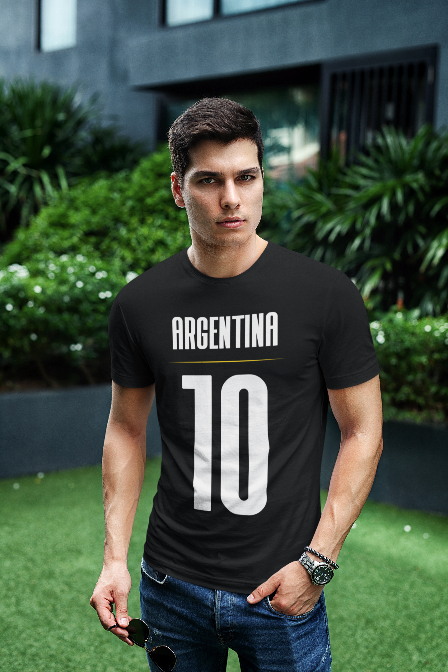 ATOM Signature Argentina 10 Black T-Shirt For Men