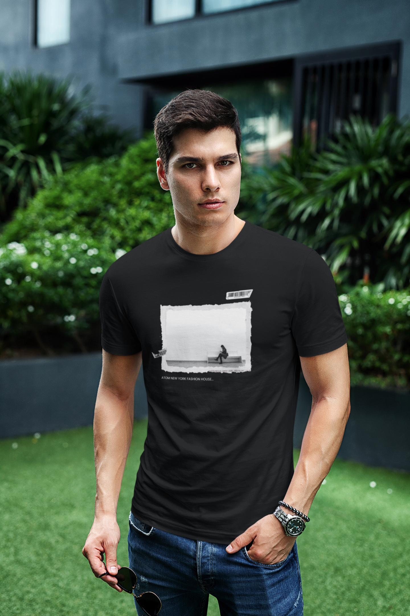 ATOM Signature Poster Black T-Shirt For Men