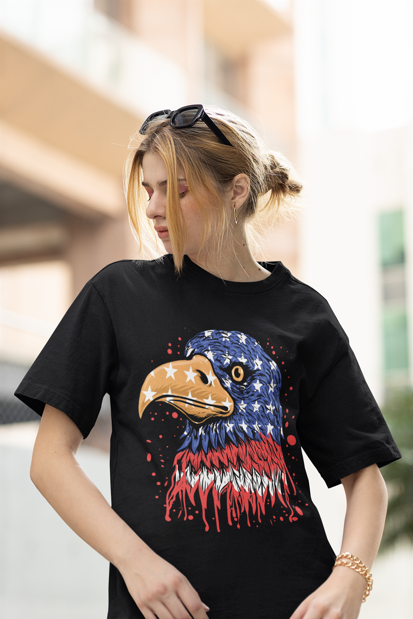 American Eagle Black Oversized T Shirt For Women ATOM