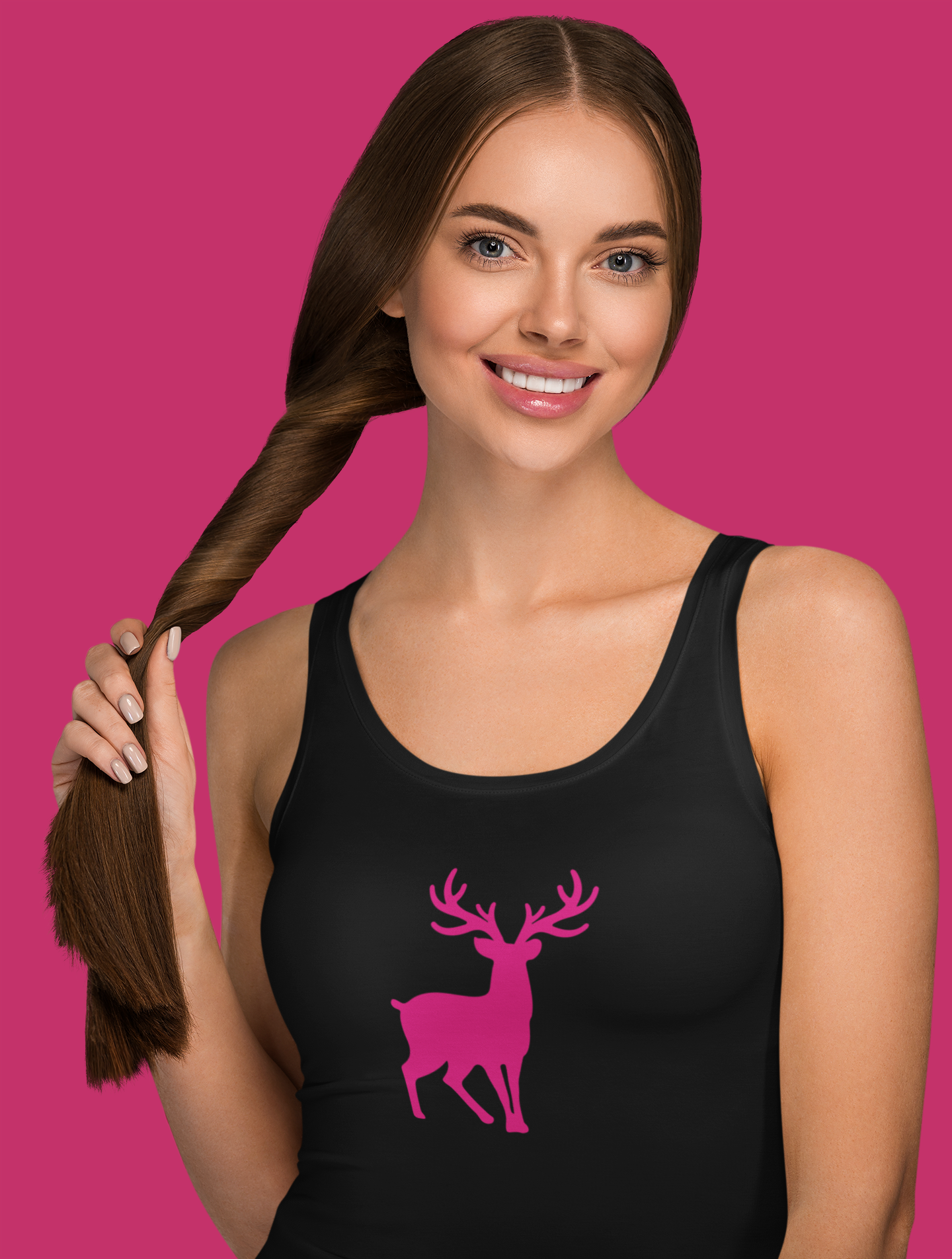 ATOM Pink Mascot Black Tank Top For Women