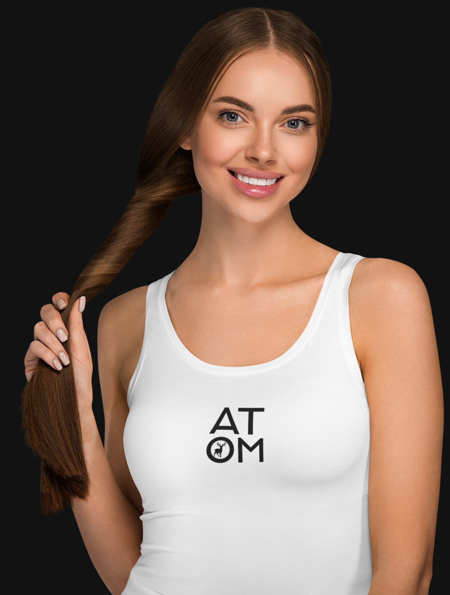 ATOM B/W Block White Tank Top For Women