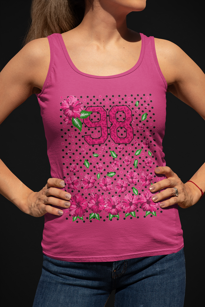98 Flowers Pink Tank Top For Women