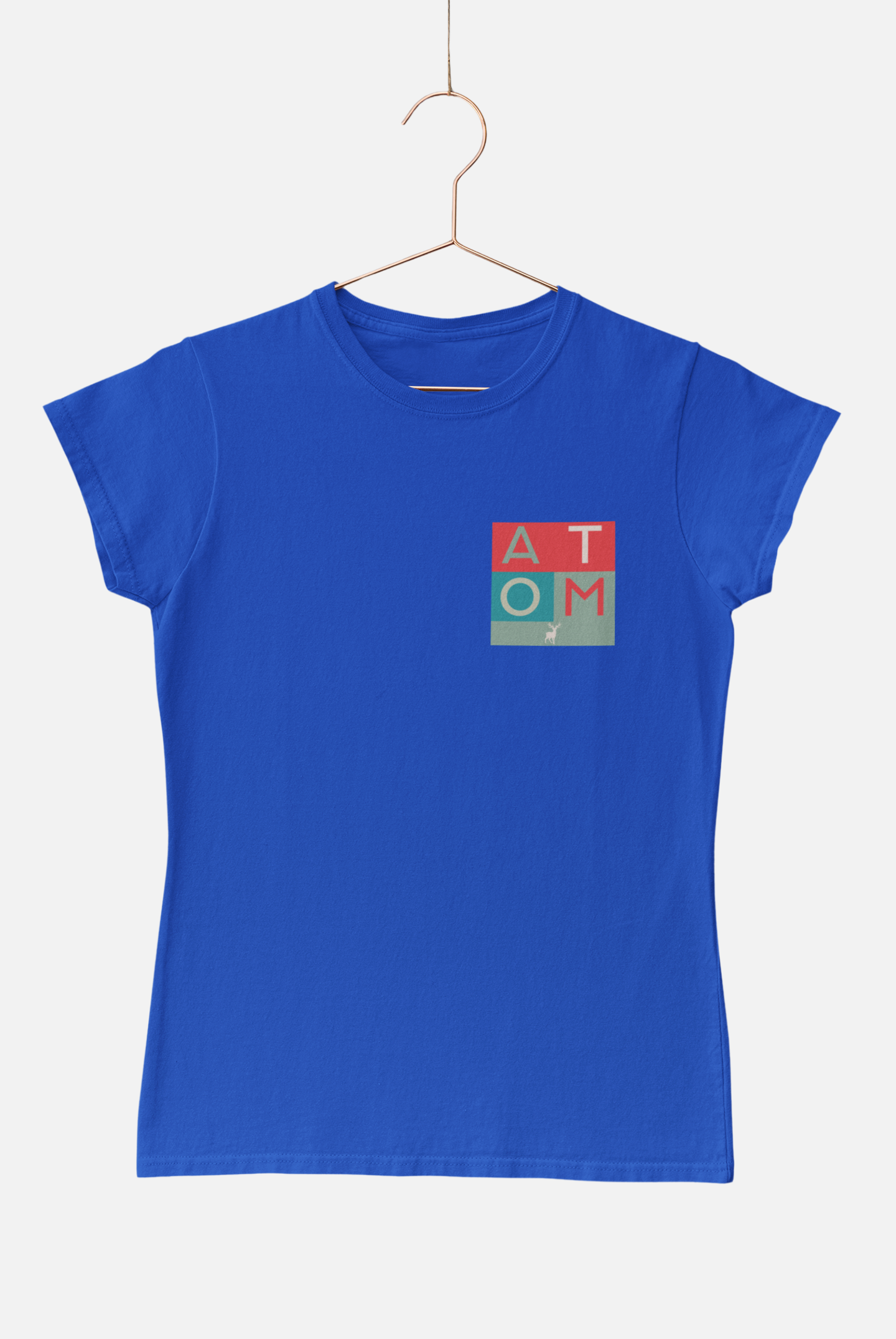 ATOM Signature Pocket Square Logo Royal Blue T-Shirt For Women