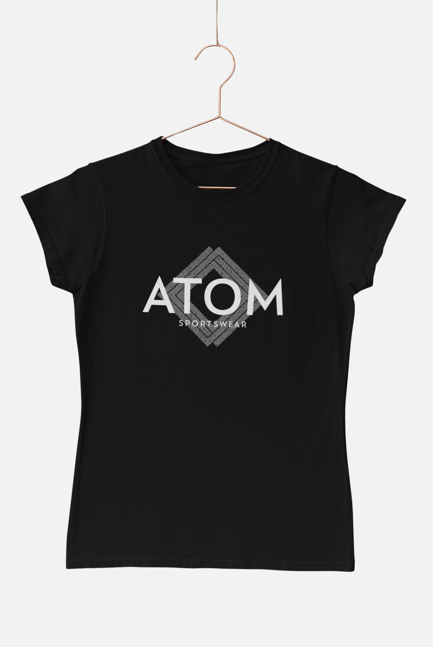 ATOM Signature Sportswear Black T-Shirt for Women.