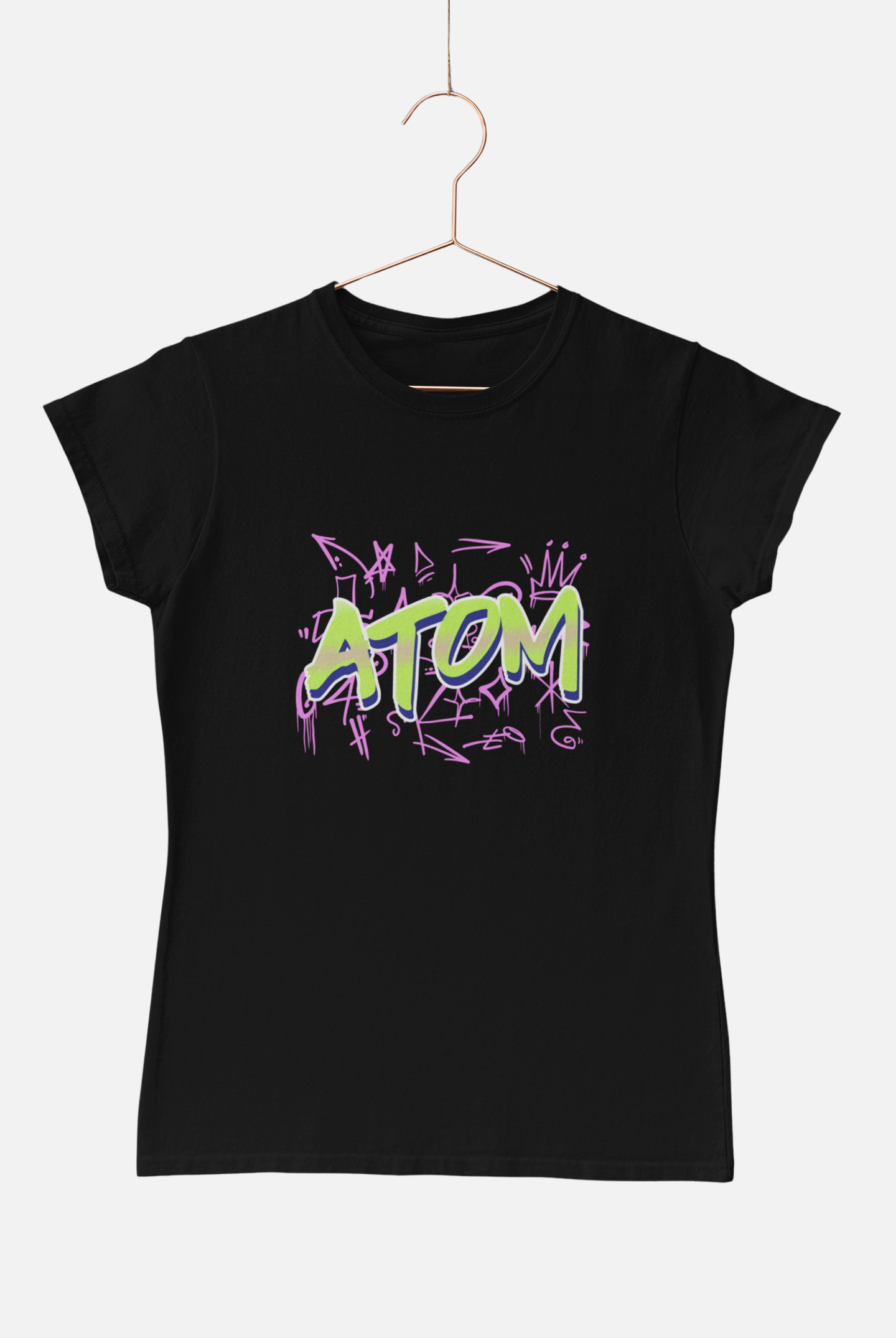 ATOM Signature Graffiti Black T-Shirt for Women.