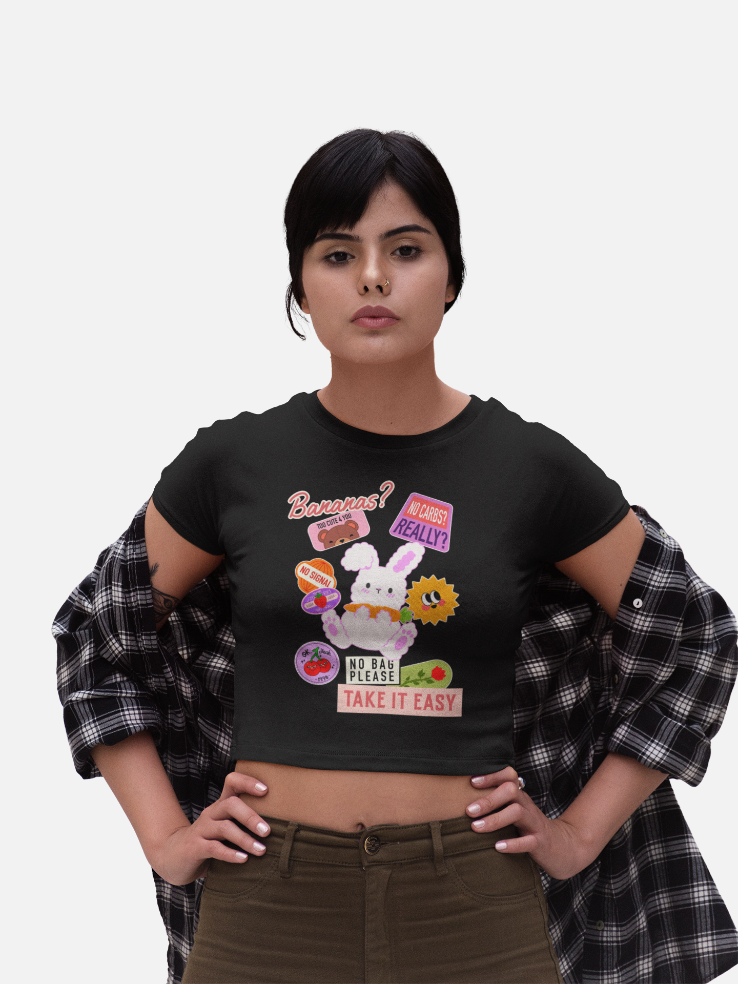 Take It Easy Black Crop Top For Women