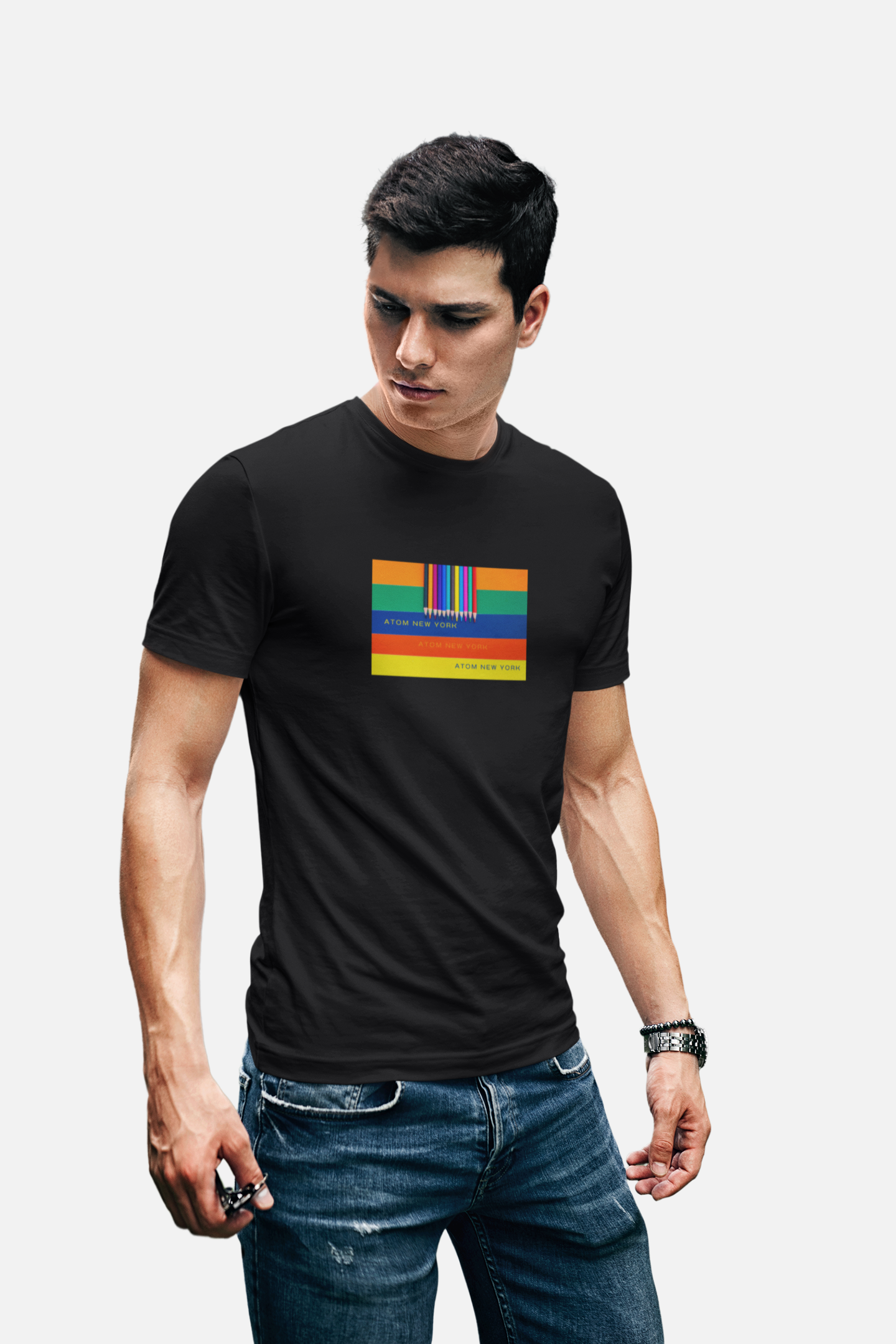 ATOM Signature Color Blast Black T-Shirt For Men