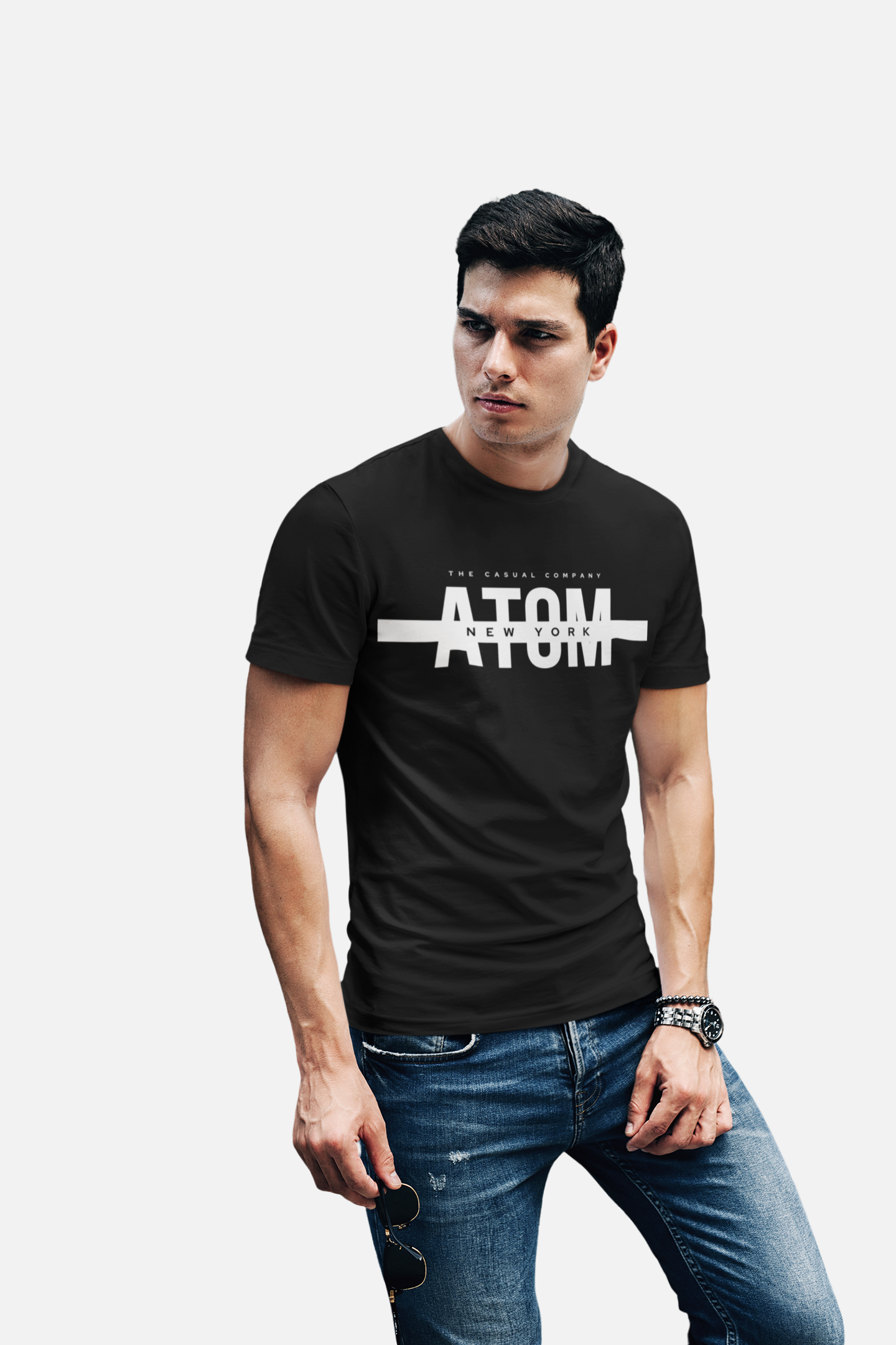 ATOM Signature The Casual Company Black T-Shirt For Men