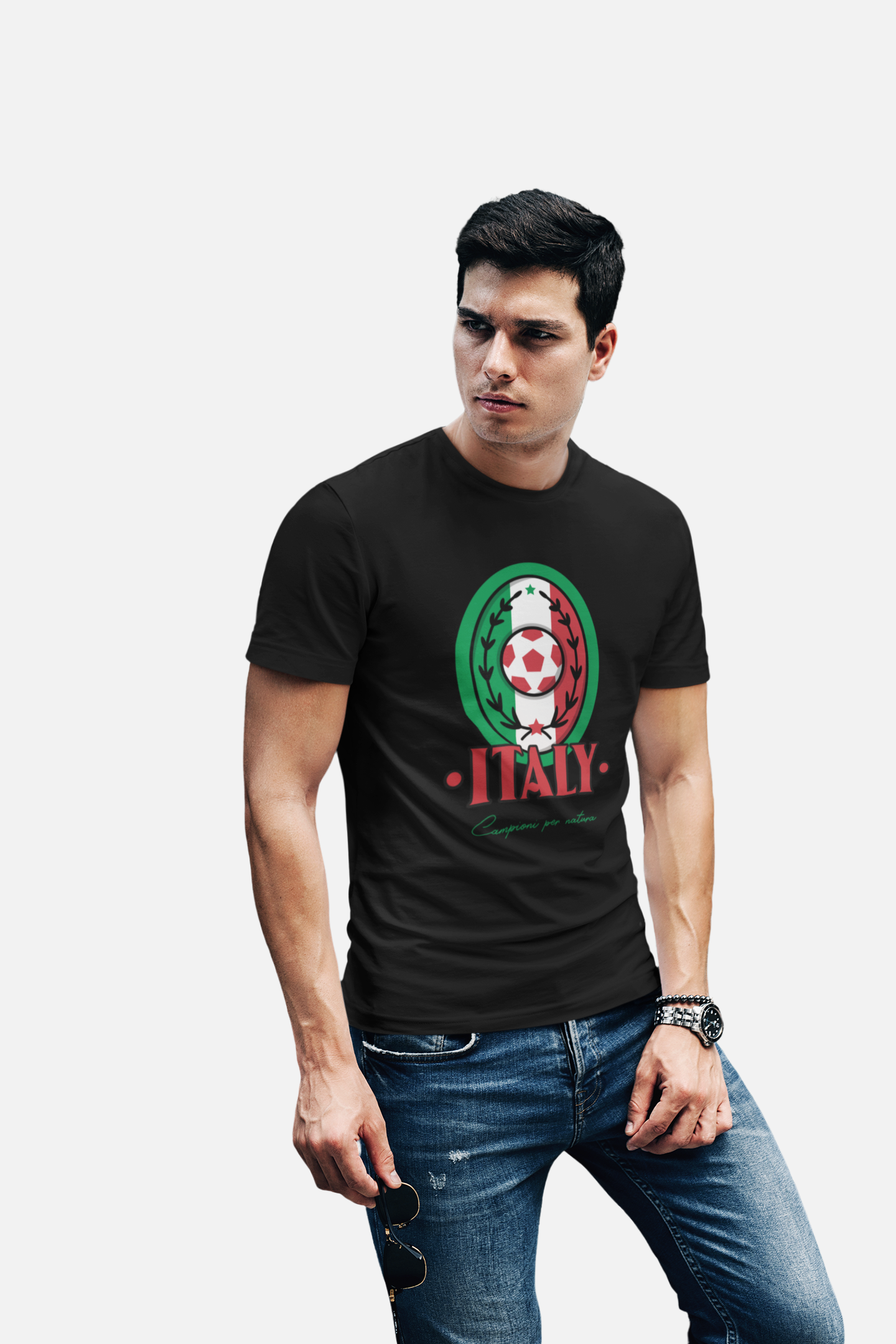 ATOM Signature Italy Soccer Theme Black T-Shirt For Men