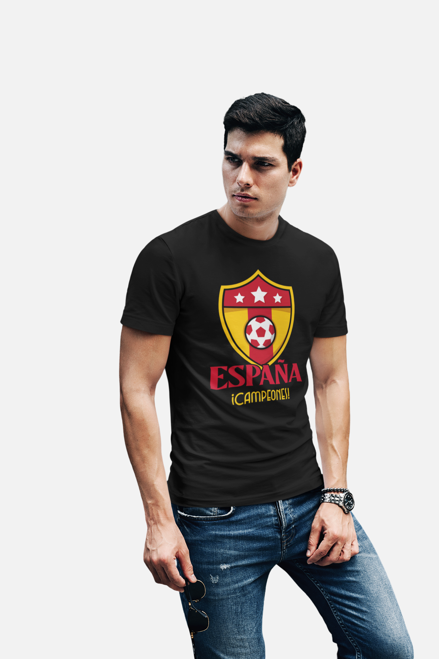ATOM Signature Espana Soccer Theme Black T-Shirt For Men