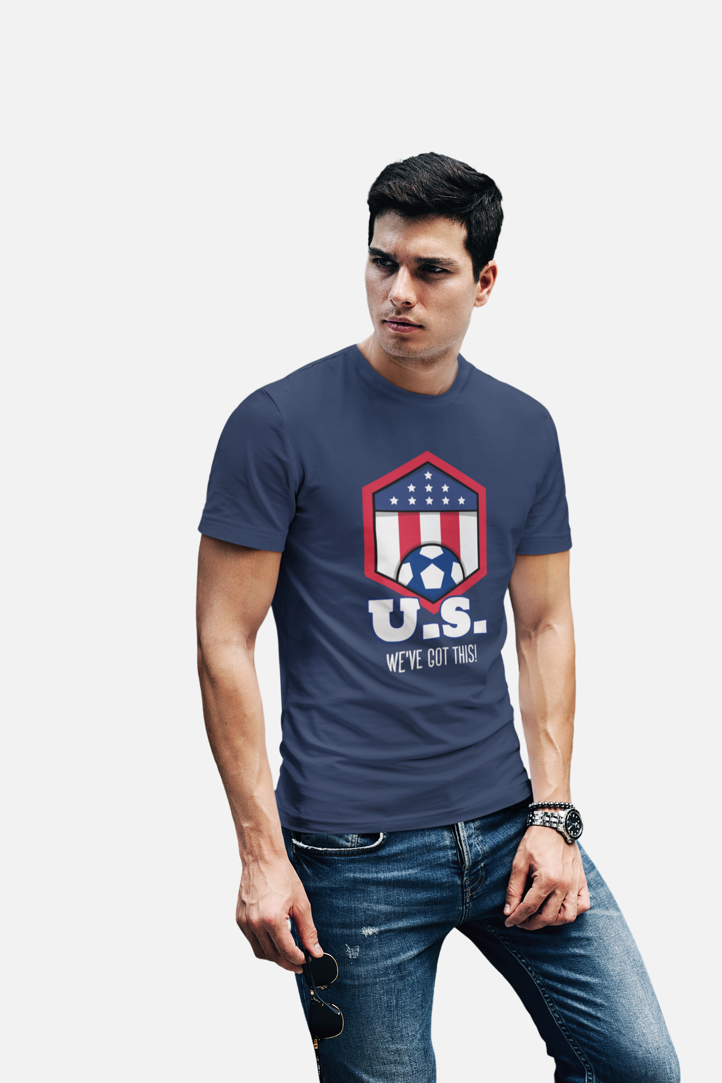 ATOM Signature US Soccer Theme Navy Blue T-Shirt For Men