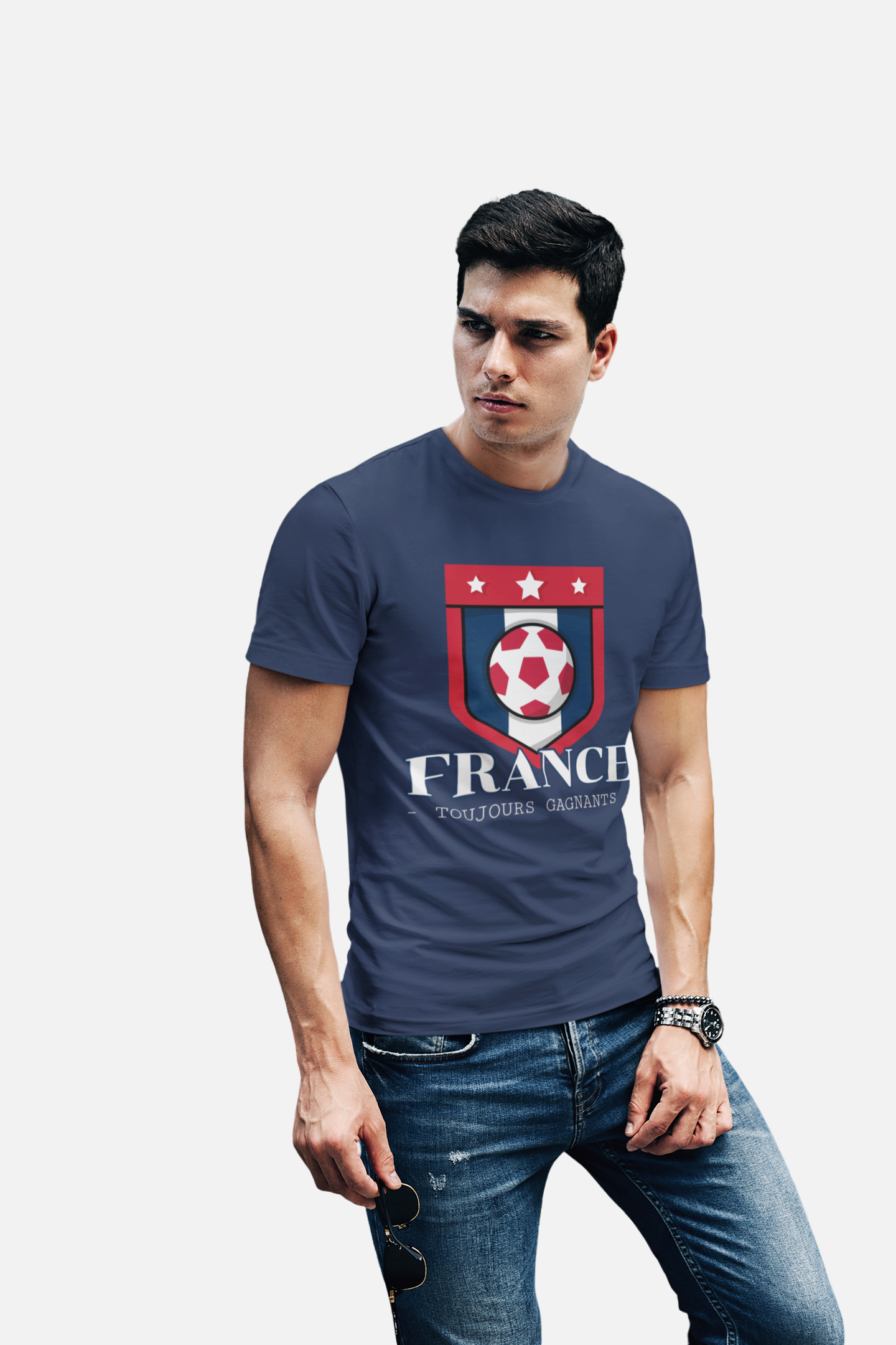 ATOM Signature France Soccer Theme Navy Blue T-Shirt For Men