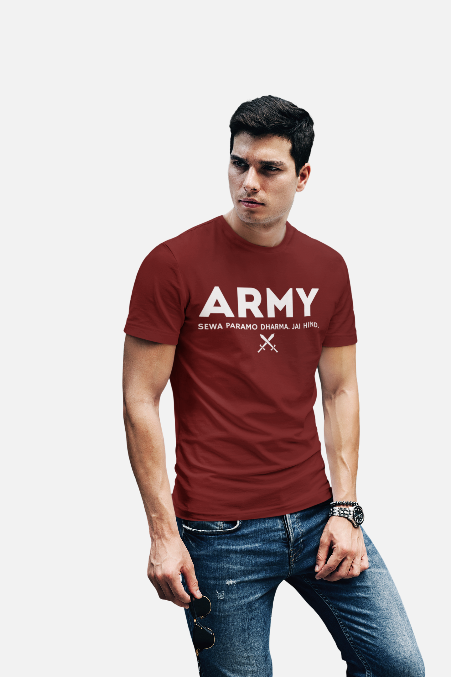 ATOM Signature Indian Army Maroon T-Shirt For Men