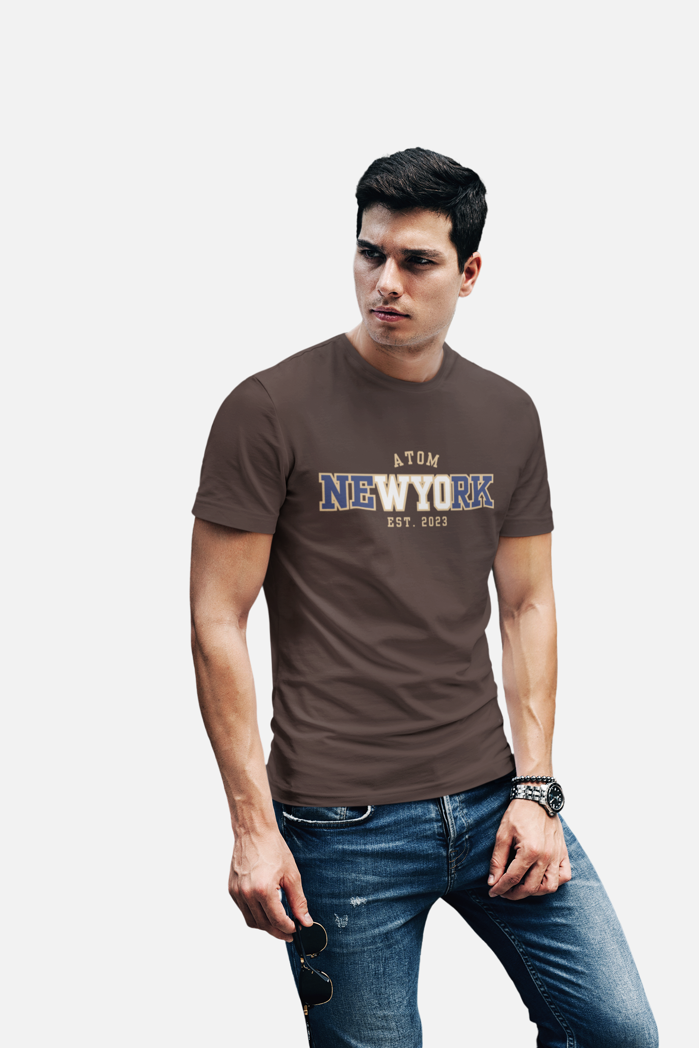 ATOM Signature New York Est 2024 Coffee Brown T-Shirt For Men