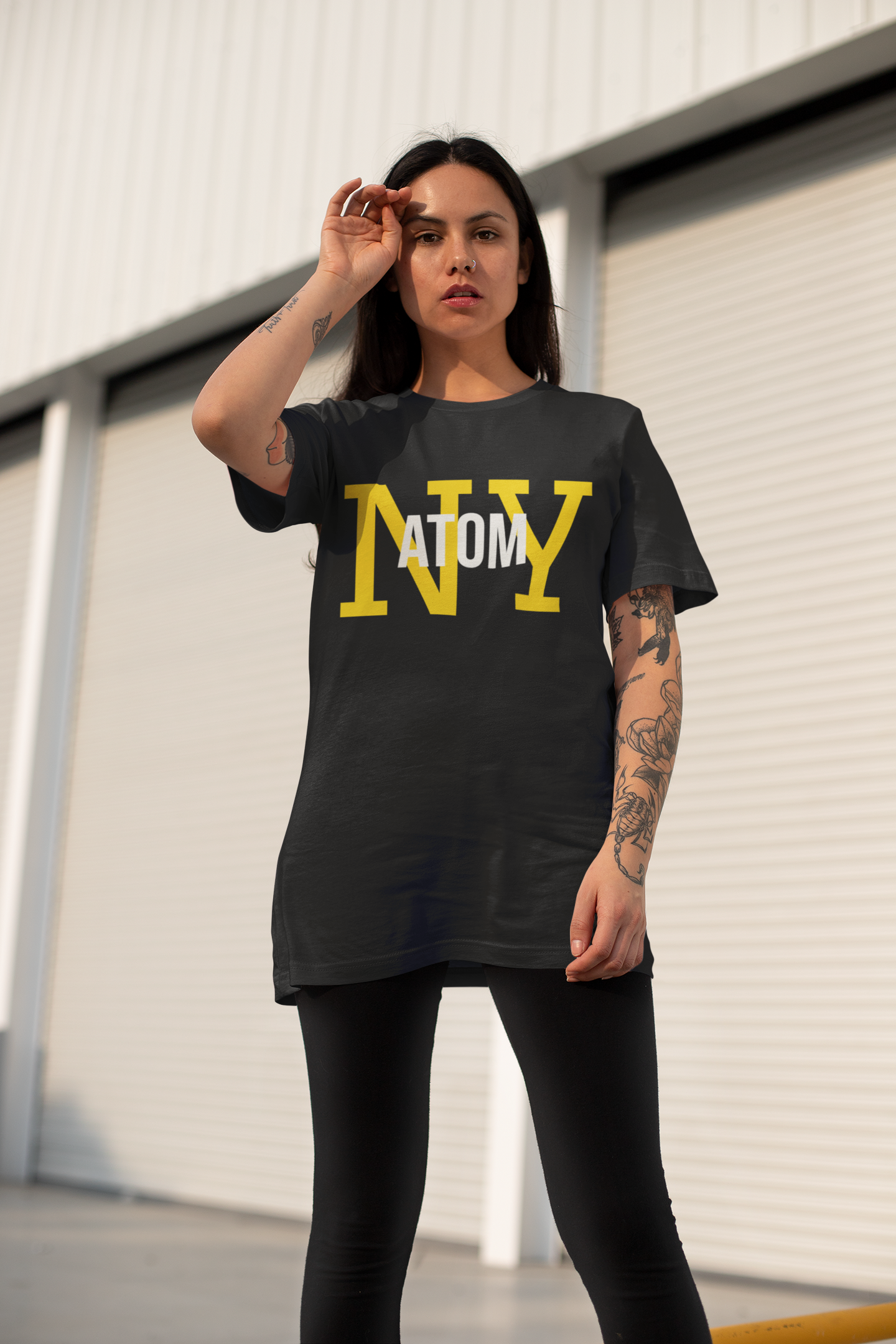 French Terry NY ATOM Black Unisex Oversize T-Shirt