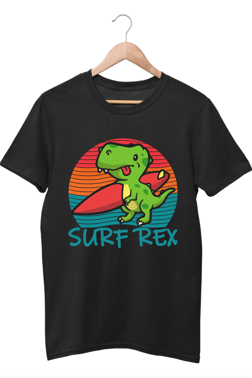 Surf Rex Black T-Shirt For Boys - ATOM