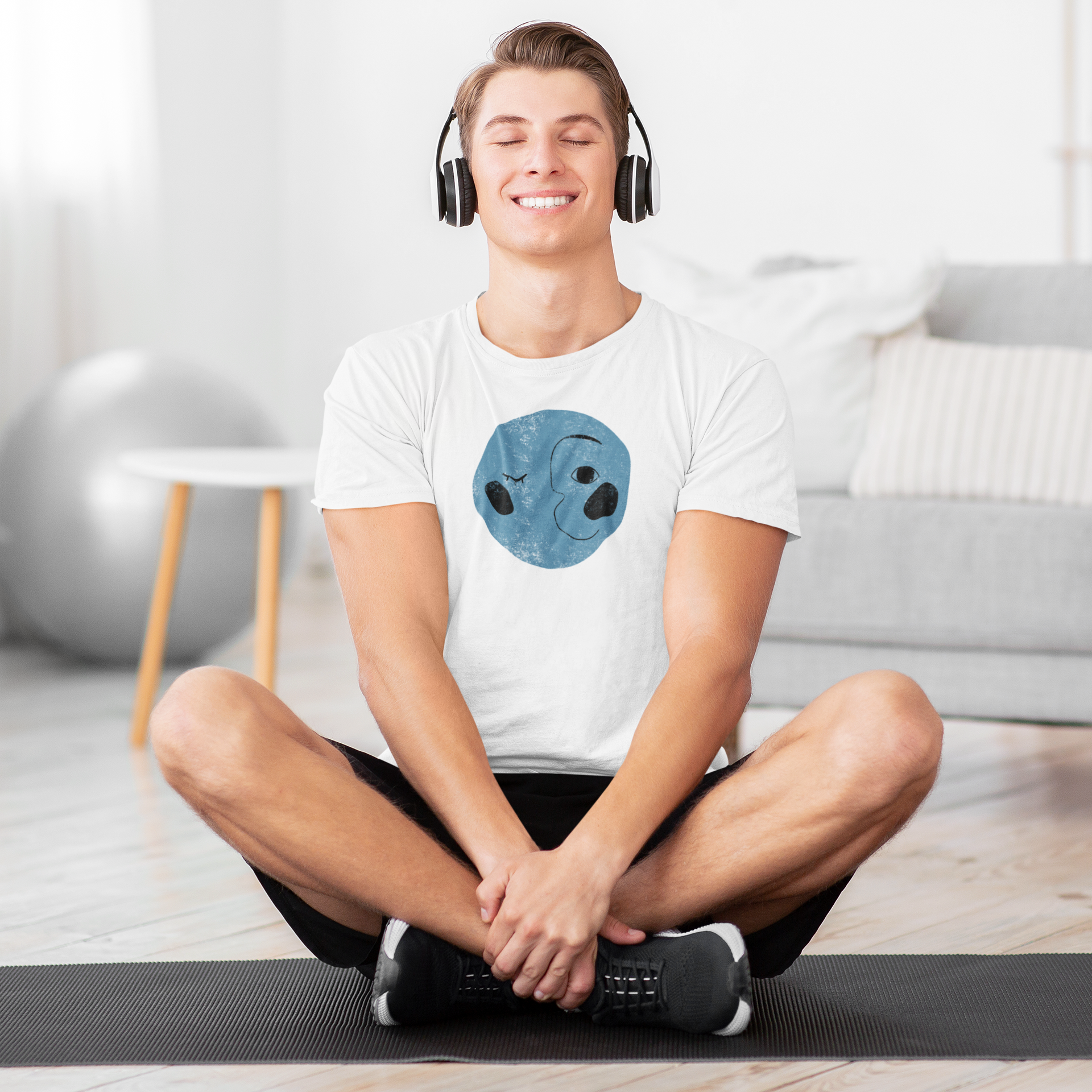 Meditation White Round Neck T-Shirt for Men. 