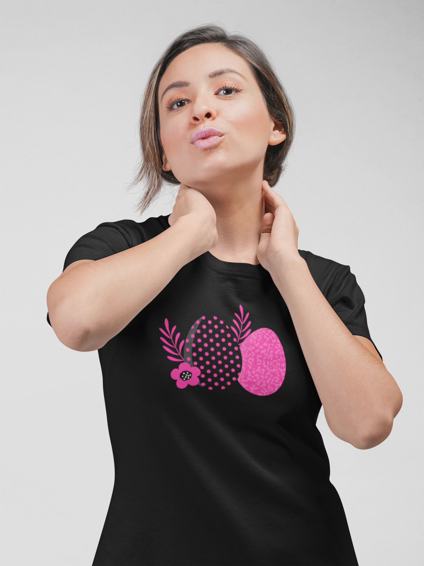 Easter Eggs Black T-Shirt For Women