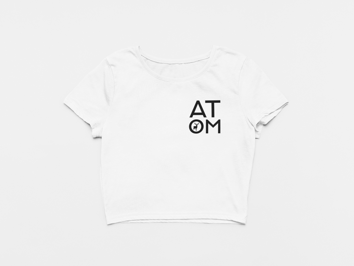 ATOM Signature Stacked Logo Pocket Size White Crop Top for Women