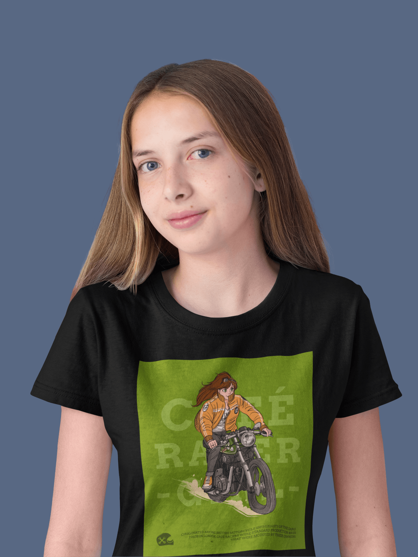 Cafe Racer Girl Anime Black T-Shirt - ATOM