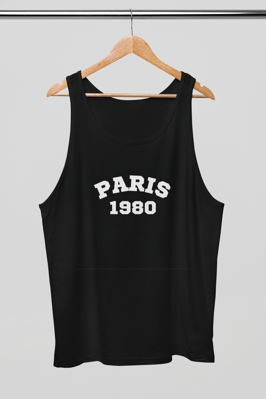 PARIS 1980 Unisex Black Tank Top  | Ashish Mishra Collection | ATOM NEW YORK