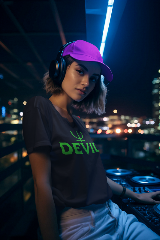 Devil Glowing In Night Unisex Black Oversized Tshirt | DJ Paroma Collection | ATOM