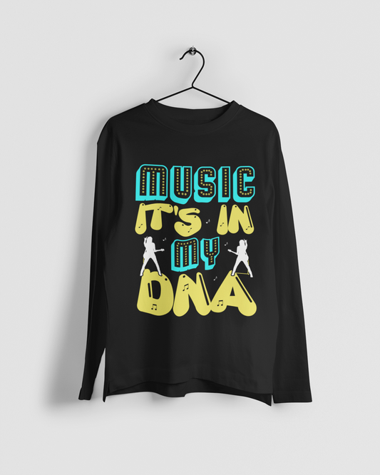 Music Is In My DNA Men Black Full Sleeves Tshirt | DJ Paroma Collection | ATOM