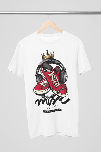 Music And Sneakers White Oversized Tshirt | DJ Paroma Collection | ATOM