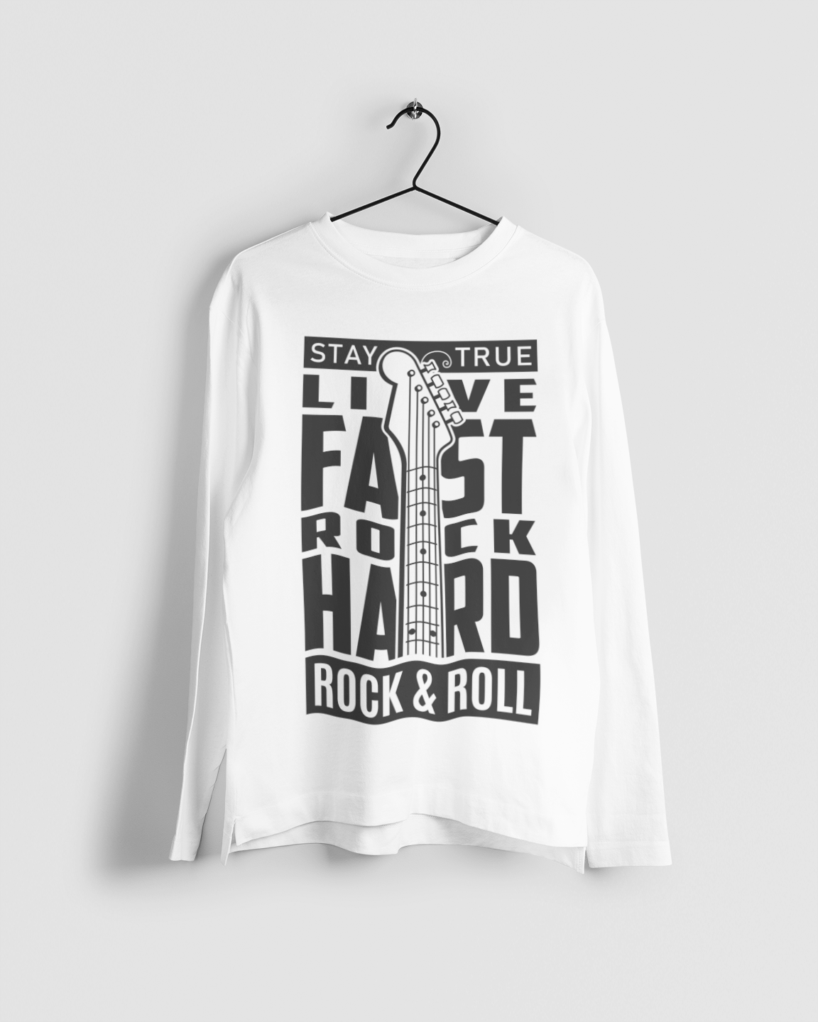 Live Fast Rock Hard Men White Full Sleeves Tshirt | DJ Paroma Collection | ATOM