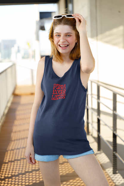Push Your Limits Unisex Navy Blue Tank Top