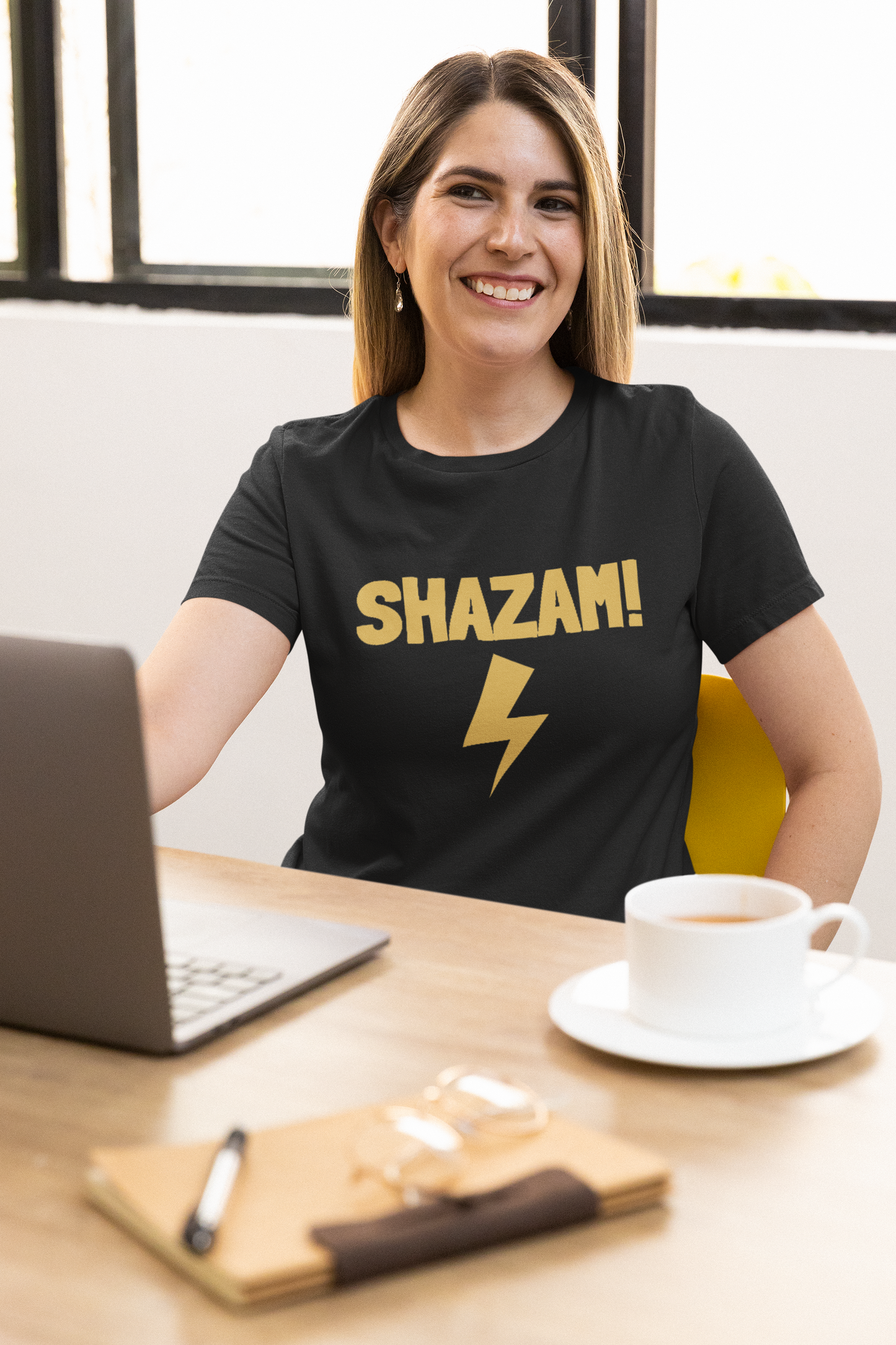 Shazam Unisex Black Round Neck Tshirt | DJ Paroma Collection | ATOM