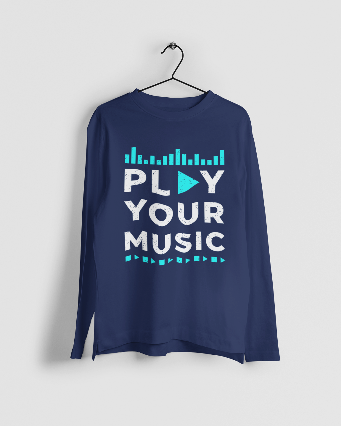 Play Your Music Men Navy Blue Full Sleeves Tshirt | DJ Paroma Collection | ATOM