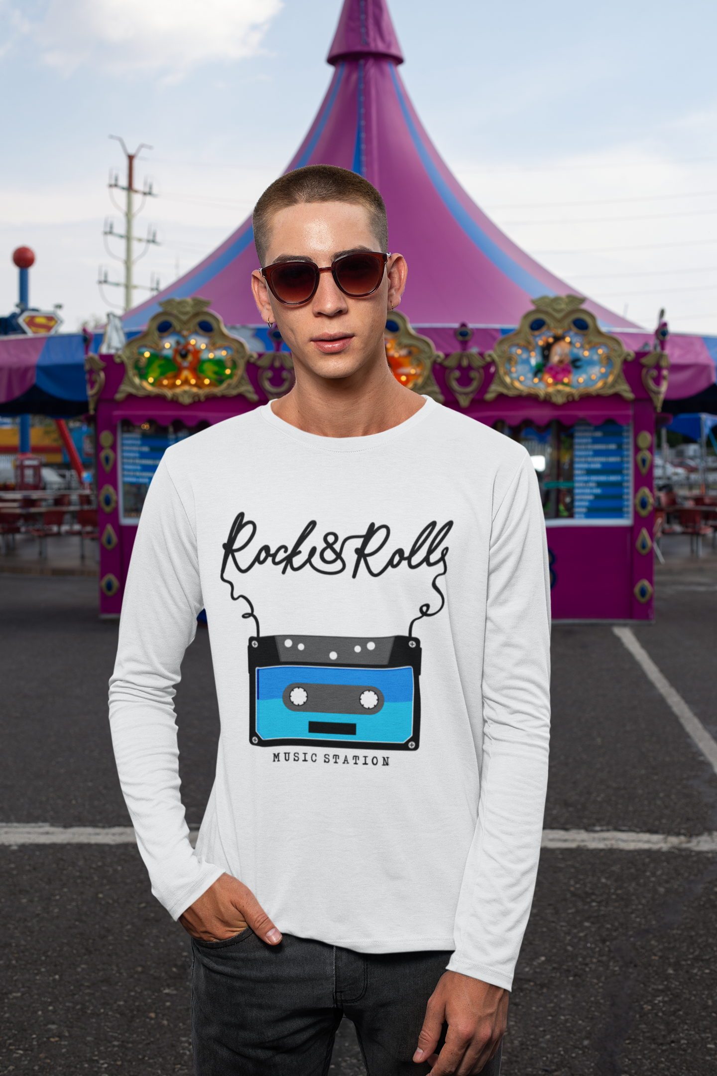 Rock & Roll Men White Full Sleeves Tshirt | DJ Paroma Collection | ATOM