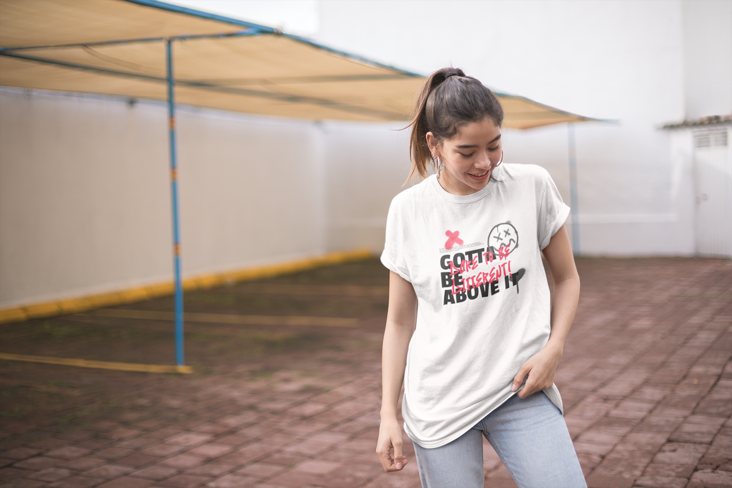 Gotta Be Above It Unisex White Round Neck T-Shirt  | Ashish Mishra Collection | ATOM NEW YORK